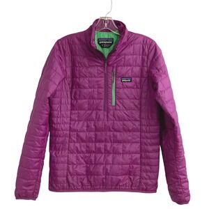 Patagonia Nano Puff 1/2 Zip Pullover Jacket W Sz S Purple Green Outdoor GorpCore